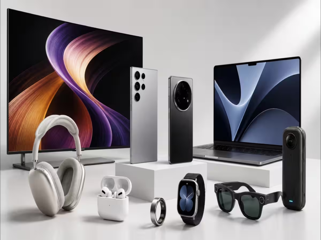 Top tech trends and gadgets including smartwatches, smart devices, AI tools, wireless gadgets, and modern technology.
